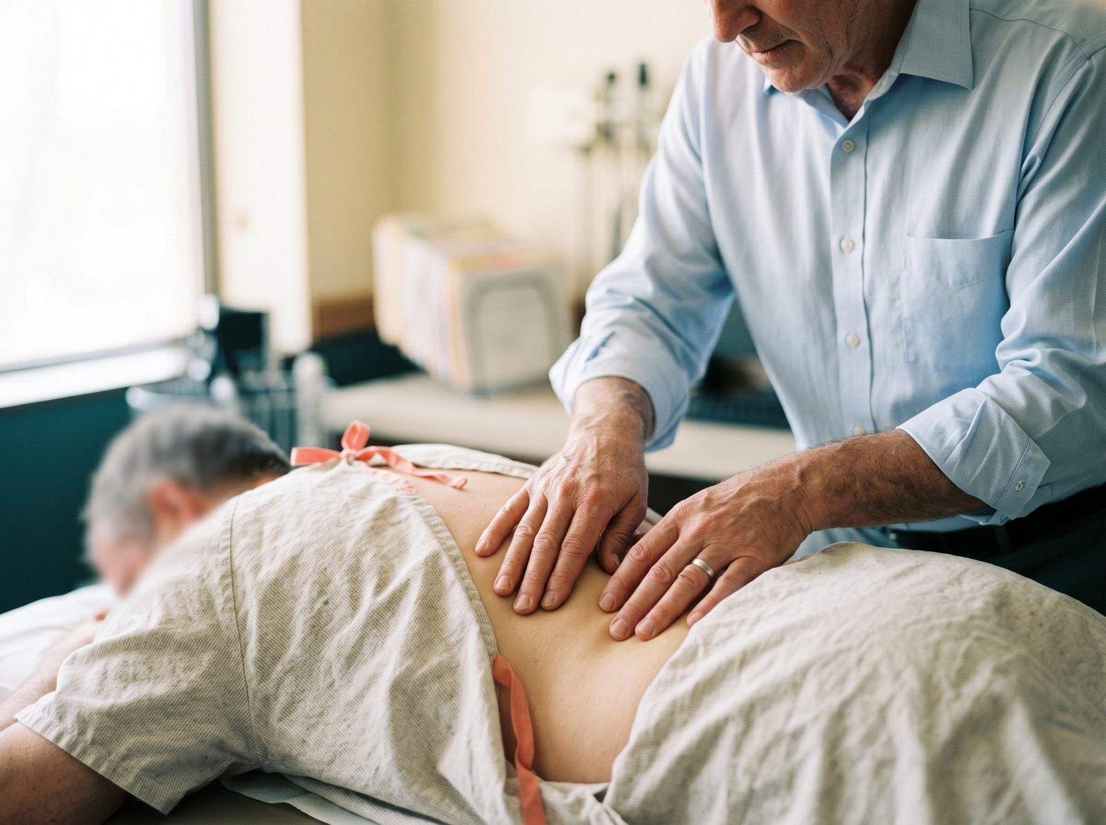 Dr. Choudhri performing a careful clinical examination